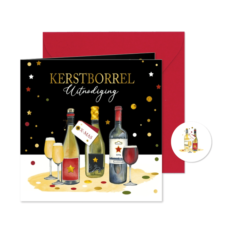 Kerst uitnodiging kerstborrel - Kaartimpressie