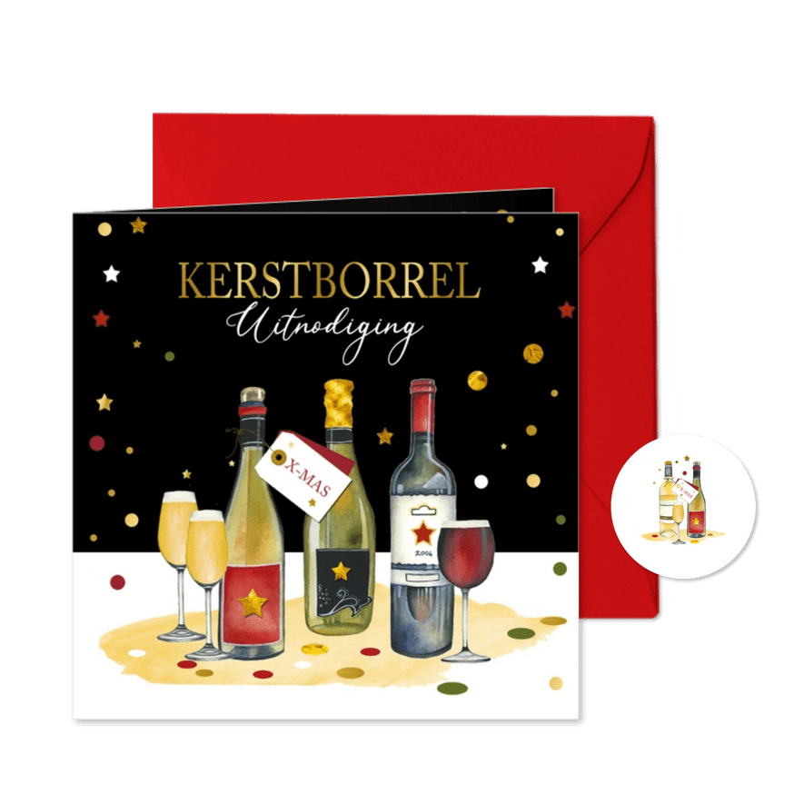 Kerst uitnodiging kerstborrel  - Kaartimpressie