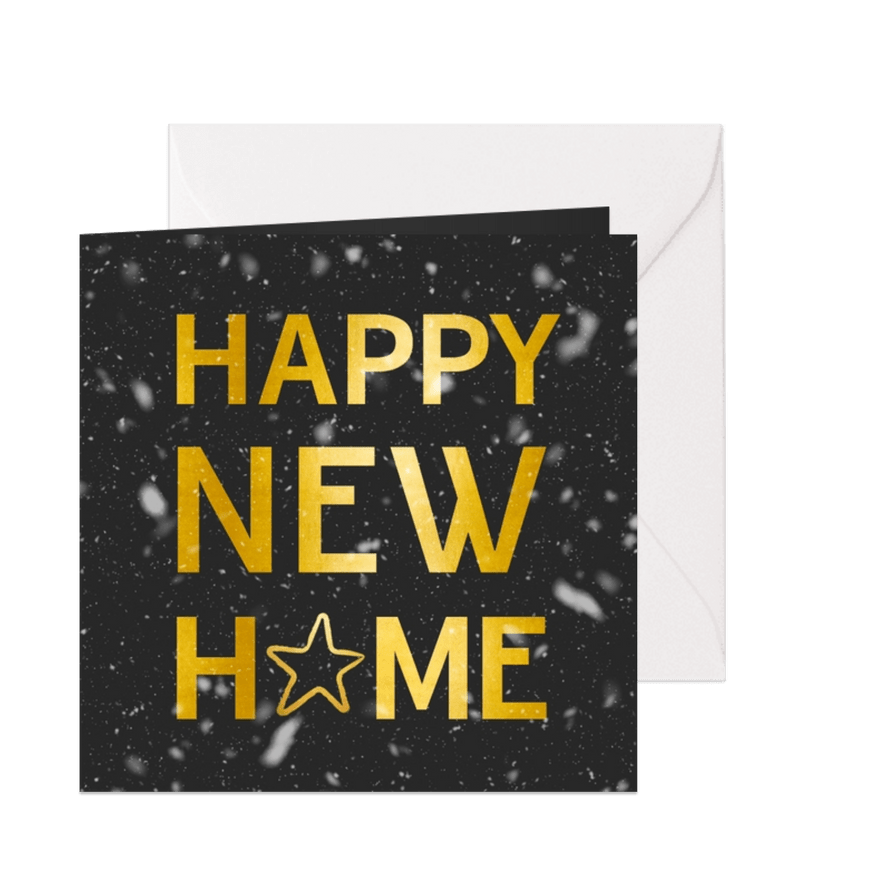 Kerst verhuiskaart adreswijziging - Happy New Home zwart - Kaartimpressie