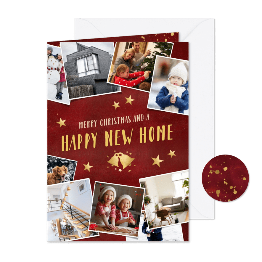 Kerst verhuiskaart fotocollage happy new home - Kaartimpressie