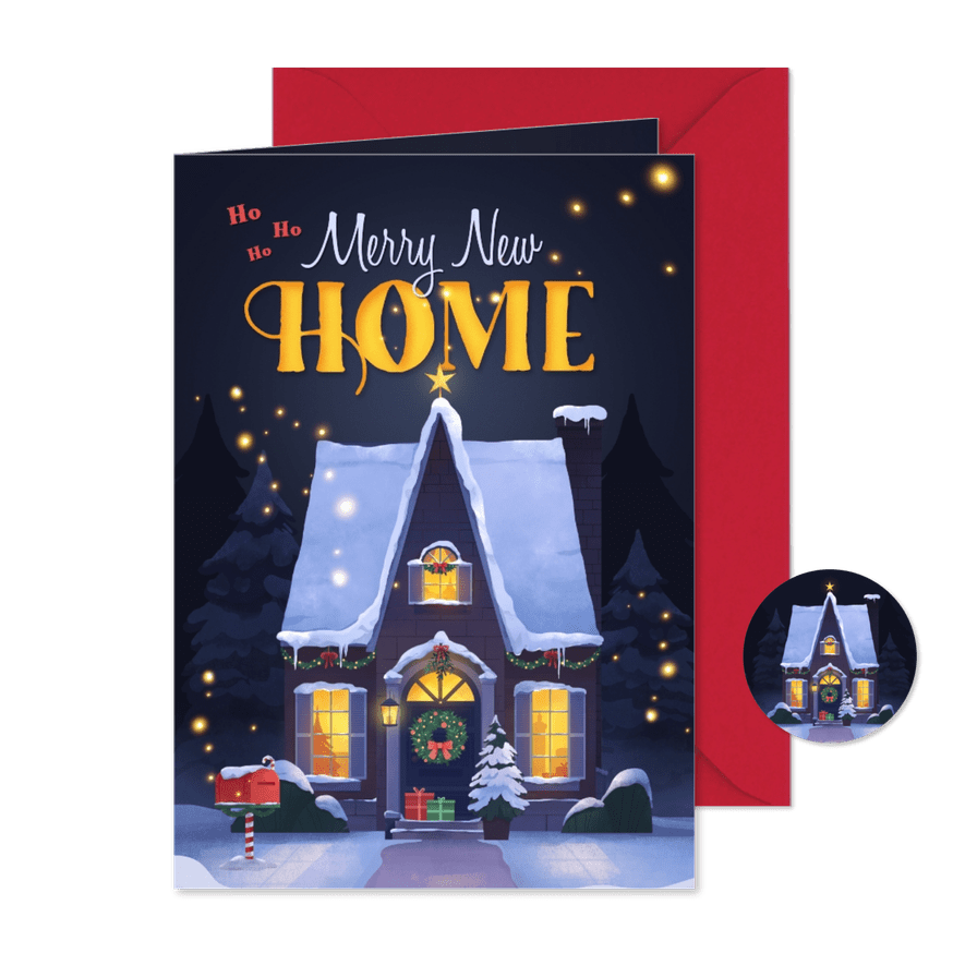 Kerst verhuiskaart nieuw huis new home illustratie winter - Kaartimpressie