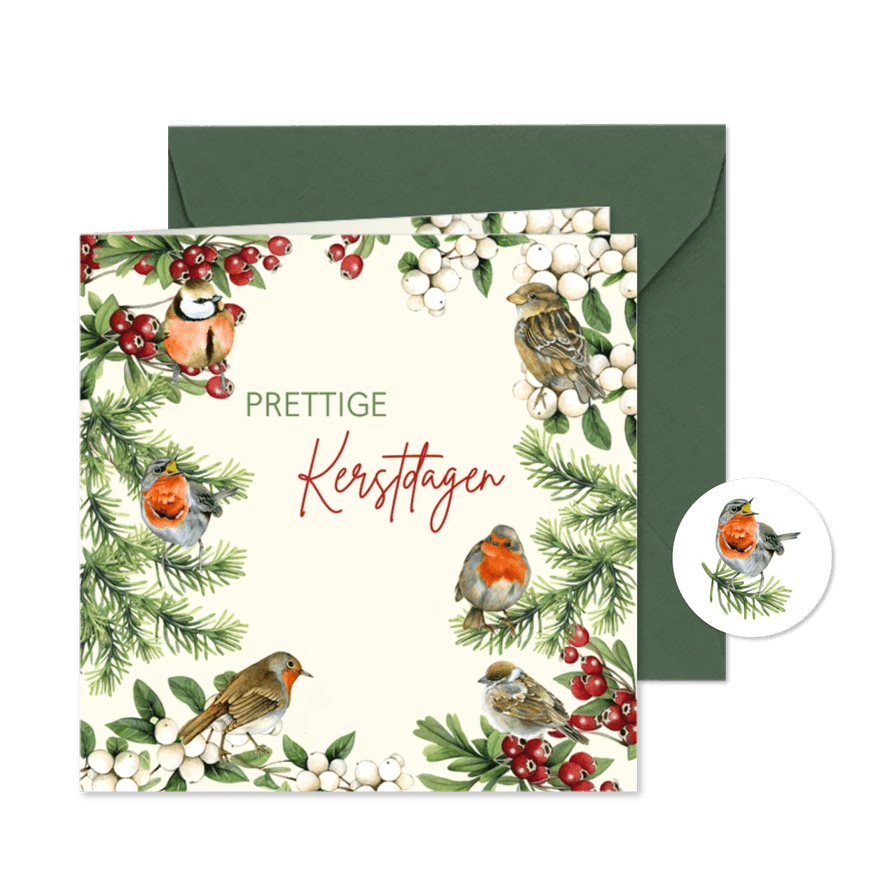 Kerst vogels takjes - Kaartimpressie