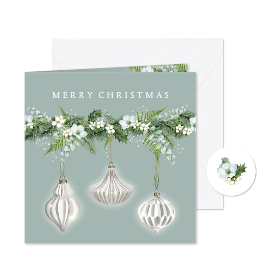 Kerst witte kerstballen - Kaartimpressie