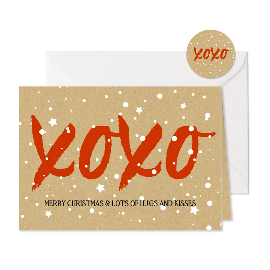 Kerst xoxo hugs and kisses voor steun - Kaartimpressie