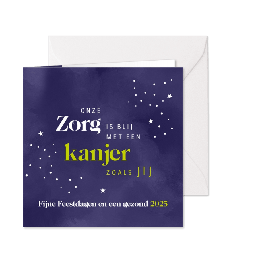 Kerst zakelijk Onze zorg is blij met een kanjer zoals jij - Kaartimpressie