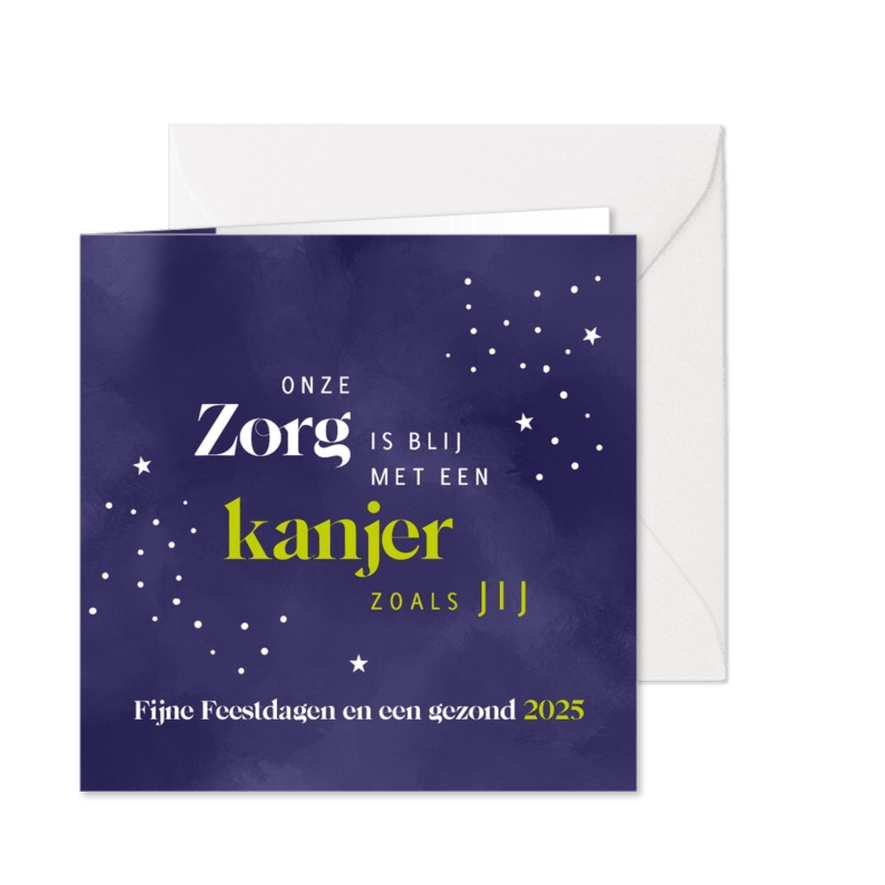 Kerst zakelijk Onze zorg is blij met een kanjer zoals jij - Kaartimpressie