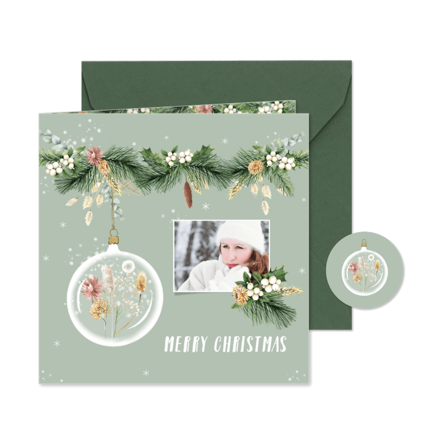 Kerstbal droogbloemen foto - Kaartimpressie