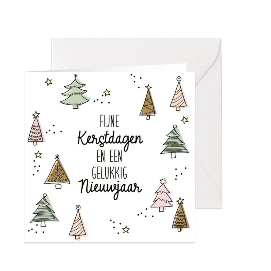 Kerstbomen doodle - Kaartimpressie