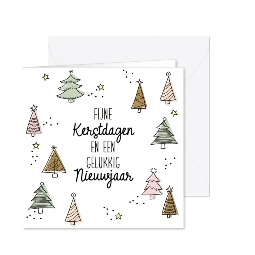 Kerstbomen doodle - Kaartimpressie