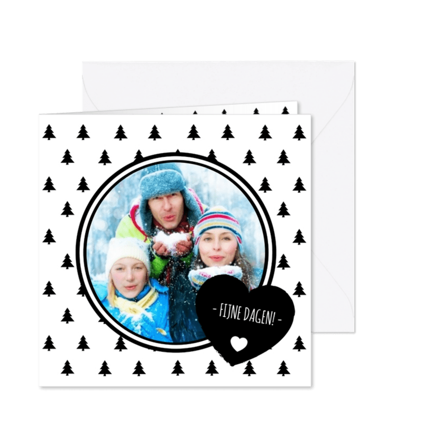 Kerstbomen zwart Wit Foto - Kaartimpressie