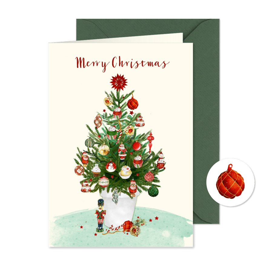 Kerstboom ornamenten kerstbal - Kaartimpressie