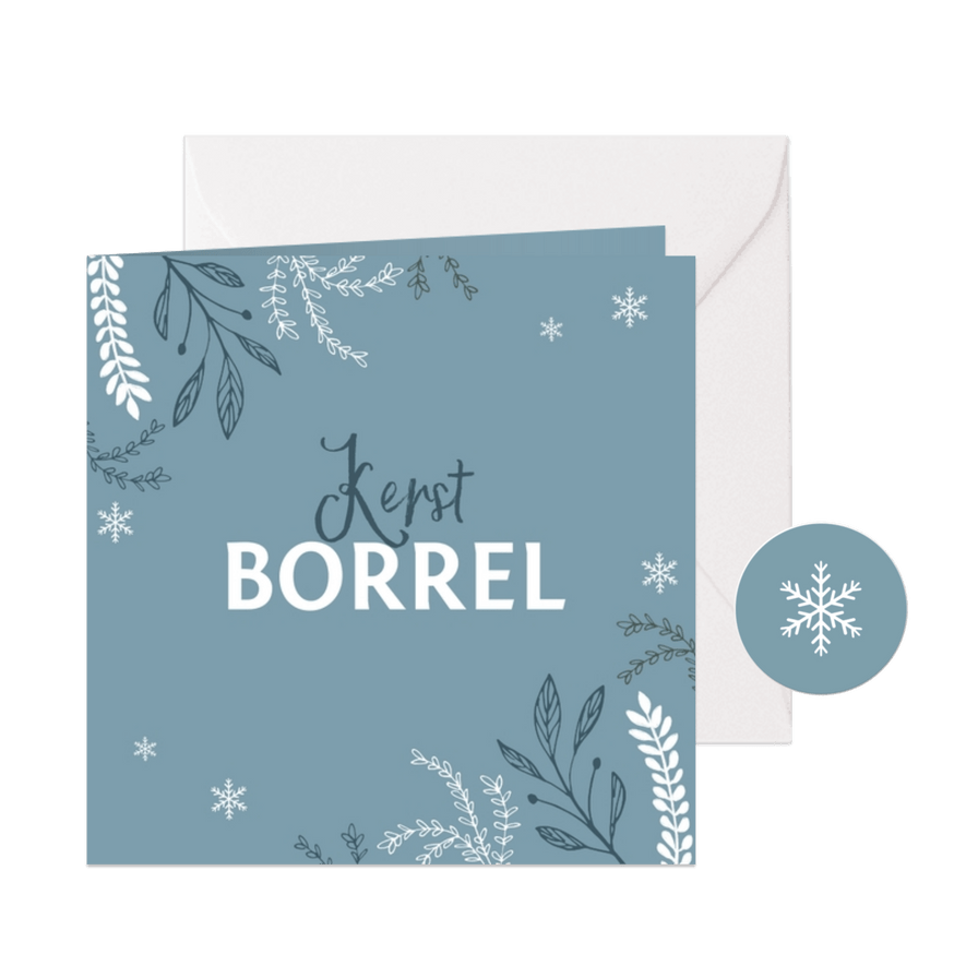 Kerstborrel uitnodiging stijlvol winter pastel blauw - Kaartimpressie