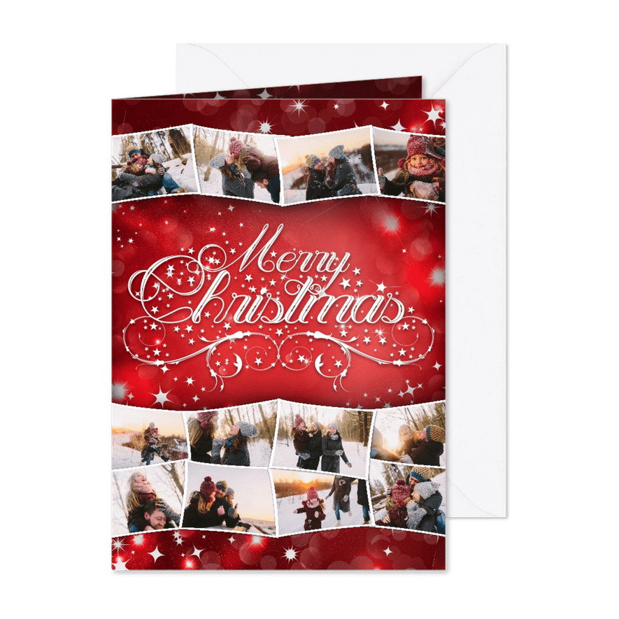 Kerstcollage rood 12 foto's - Kaartimpressie