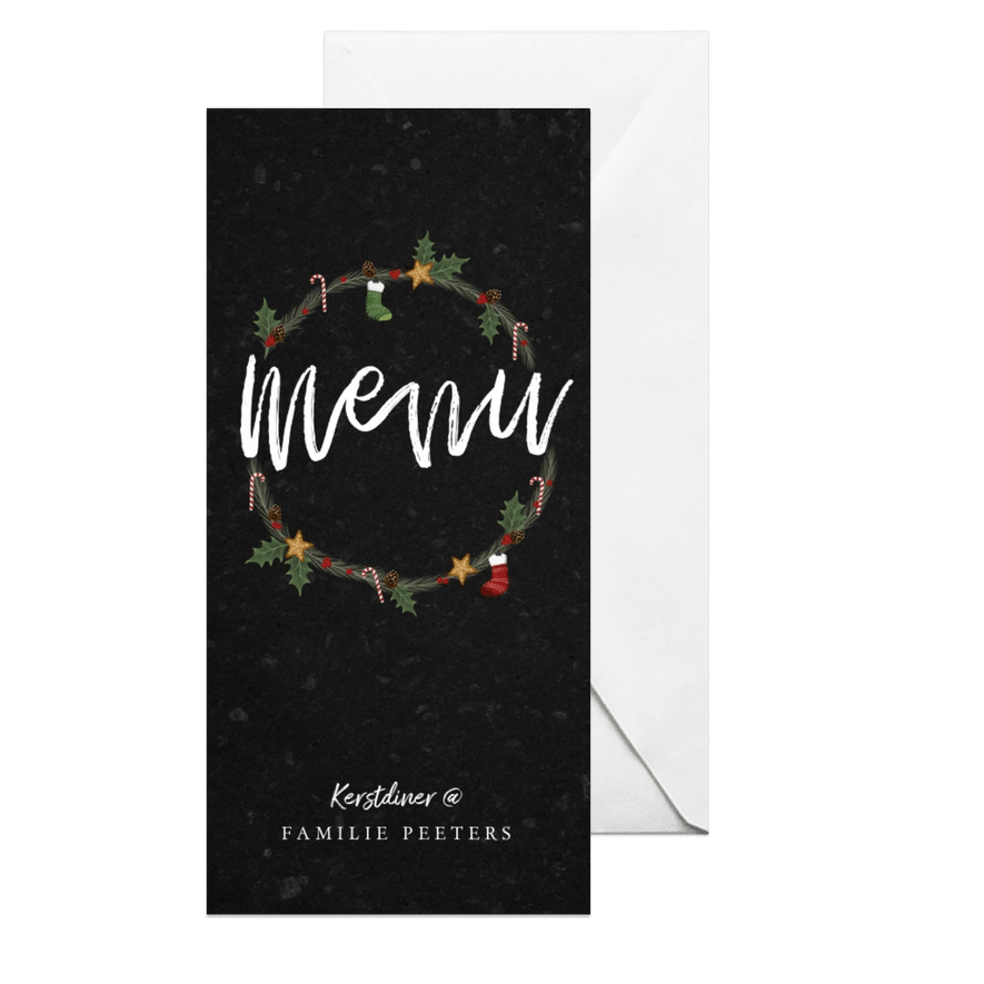 Kerstdiner menukaart stijlvol met kerstillustraties - Kaartimpressie