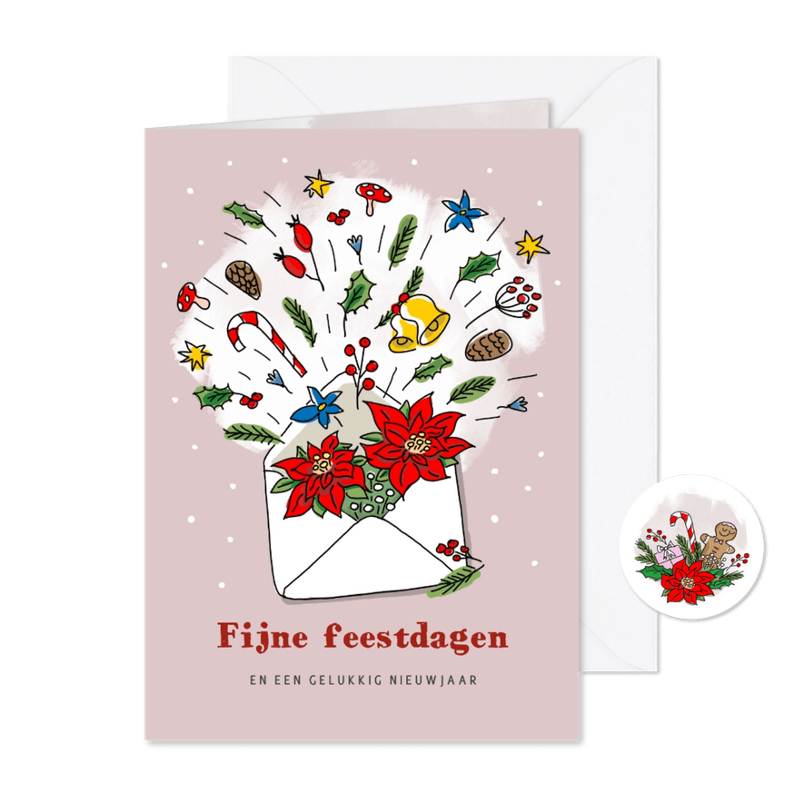 Kerstexplosie in een envelop zakelijke kerstkaart - Kaartimpressie