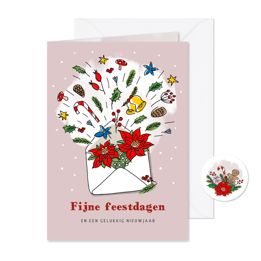 Kerstexplosie in een envelop zakelijke kerstkaart - Kaartimpressie