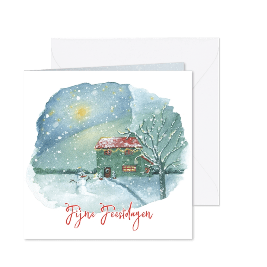Kersthuisje in het maanlicht - Kaartimpressie