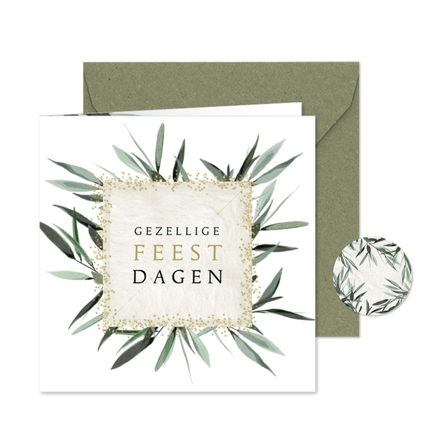 Kerstkaart 2025-2026 met sterretjes en takjes - Kaartimpressie