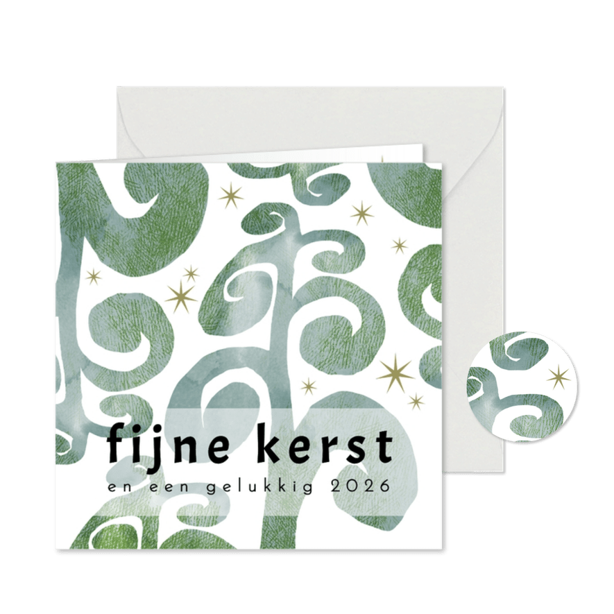 Kerstkaart 2025-2026 modern botanisch - Kaartimpressie