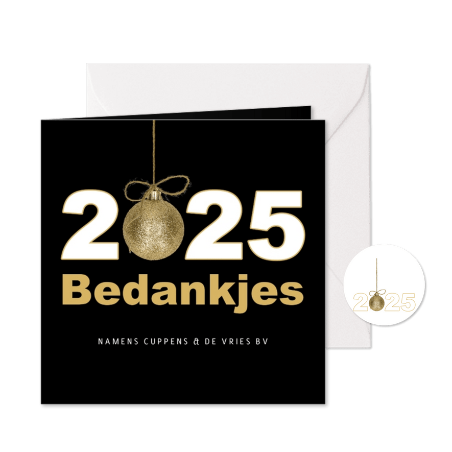 Kerstkaart 2025 bedankjes goud - Kaartimpressie