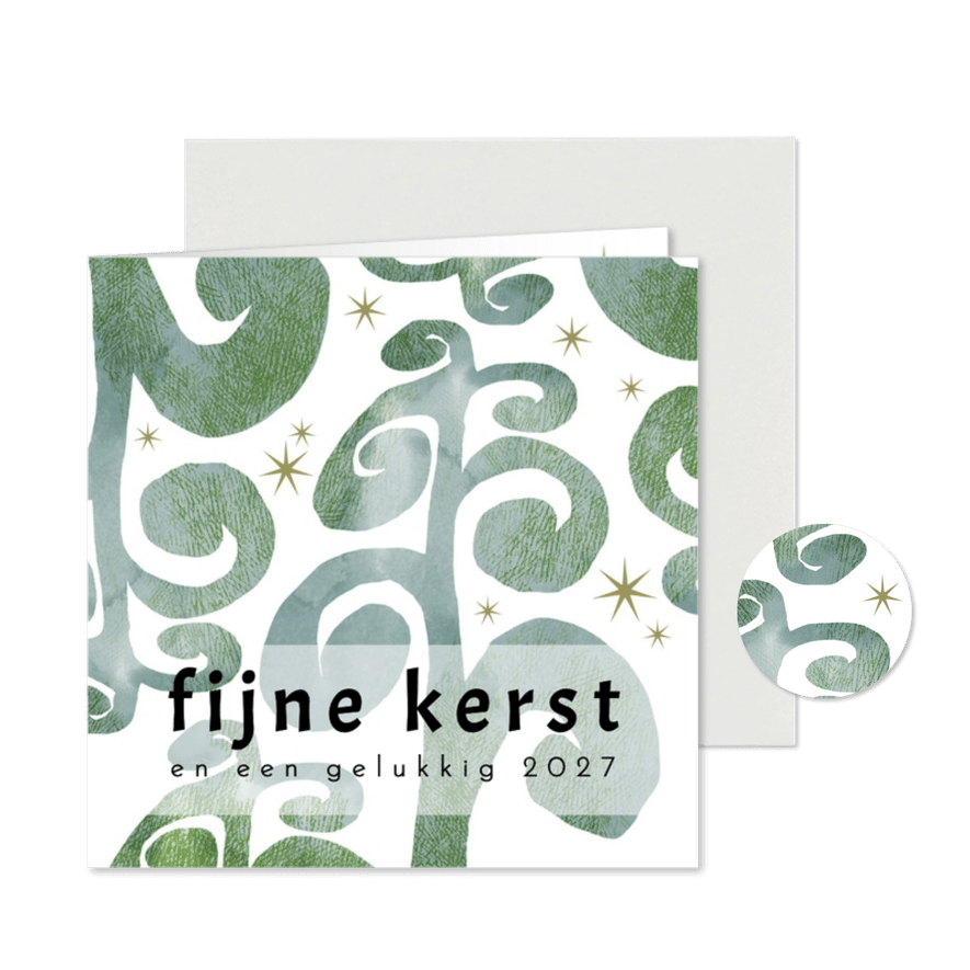 Kerstkaart 2026-2027 modern botanisch - Kaartimpressie