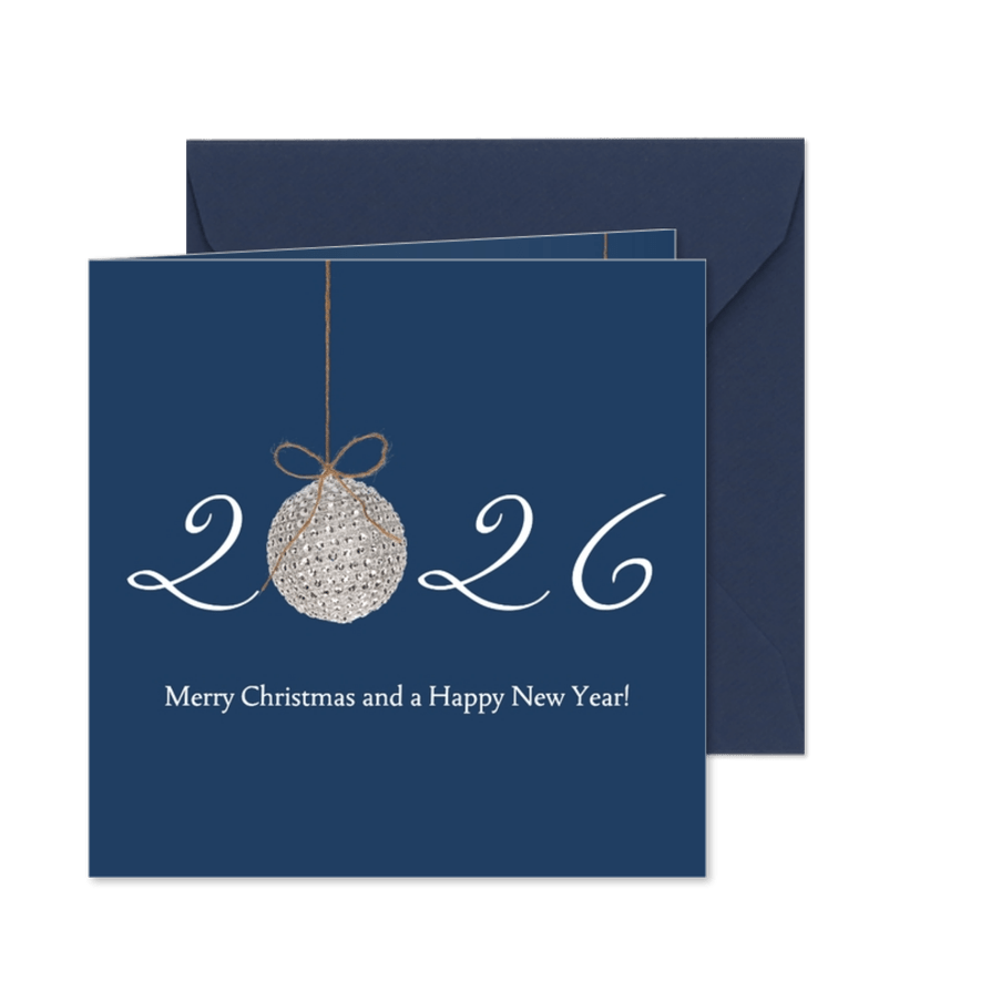Kerstkaart 2026 kerstballen - Kaartimpressie