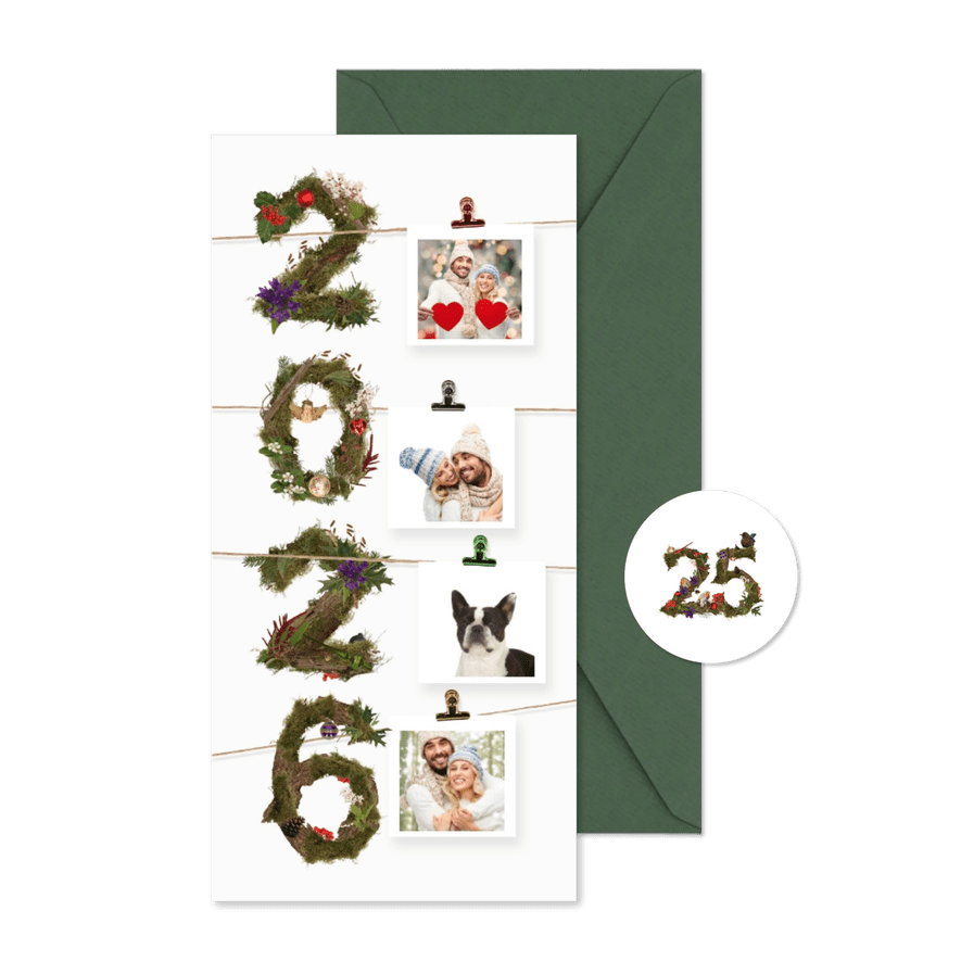Kerstkaart 2026 natuur collage - Kaartimpressie