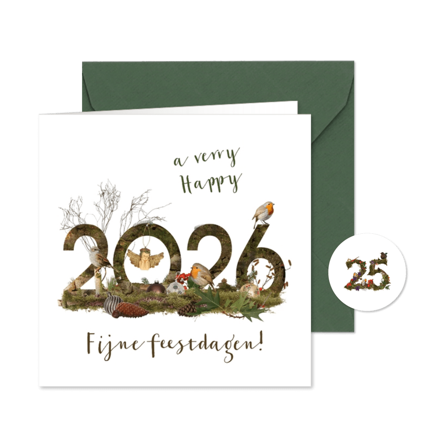 Kerstkaart 2026 winters bos - Kaartimpressie