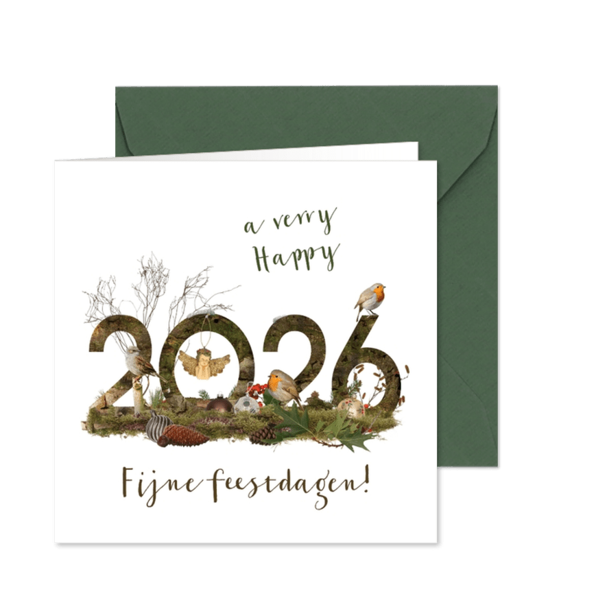 Kerstkaart 2026 winters bos - Kaartimpressie