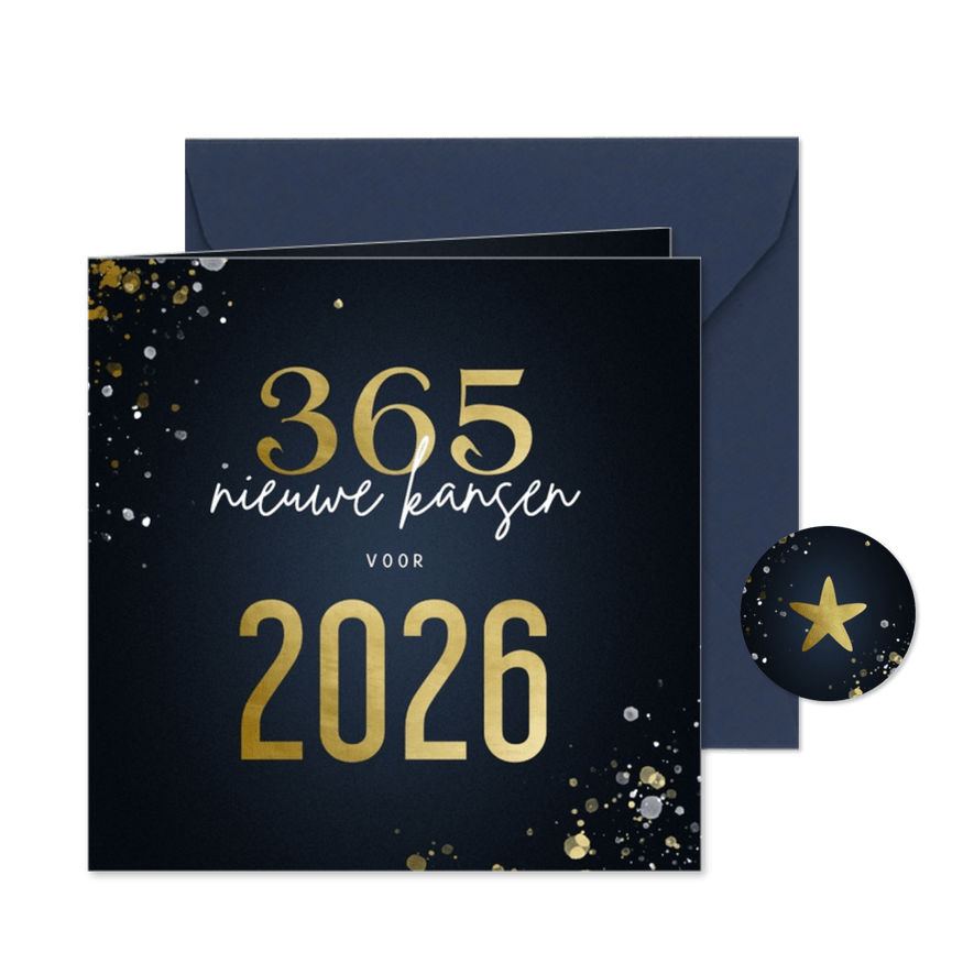 Kerstkaart 365 nieuwe kansen voor 2026 stijlvol - Kaartimpressie