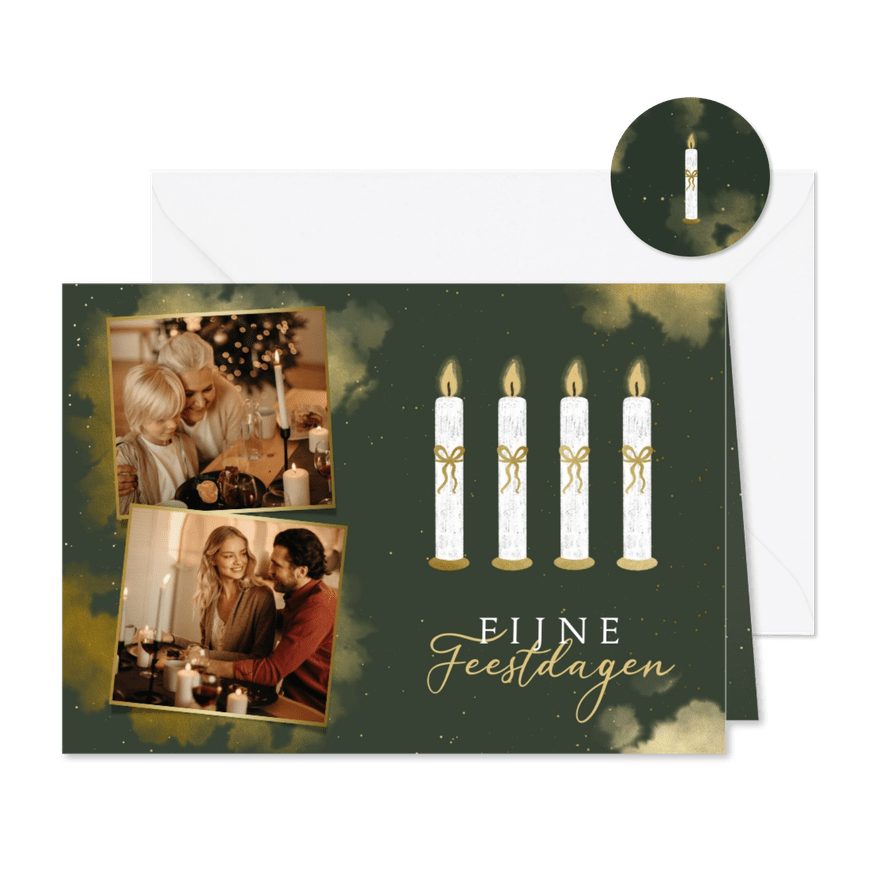 Kerstkaart 4 adventskaarsen met foto's - Kaartimpressie
