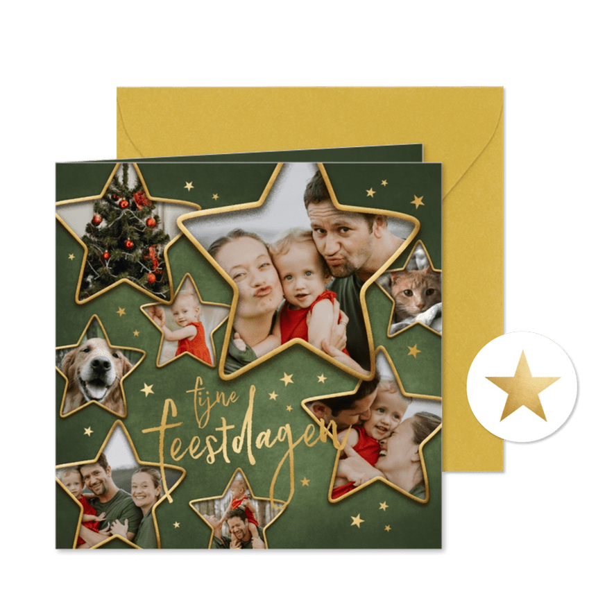 Kerstkaart 8 foto's in stervorm - Kaartimpressie