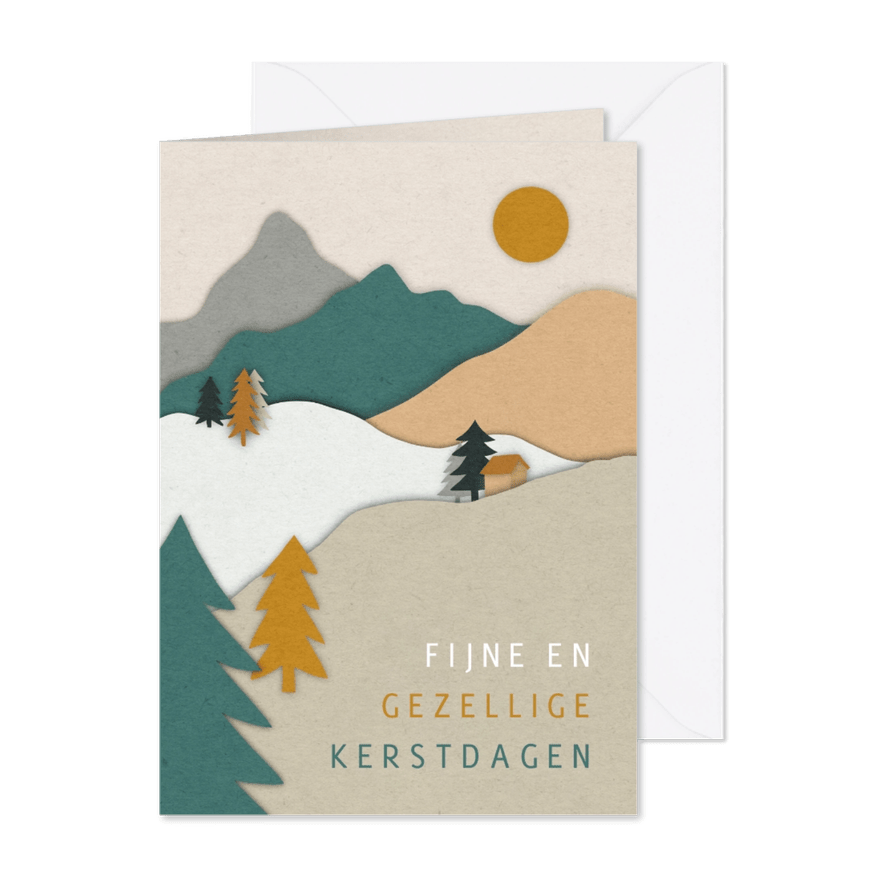 Kerstkaart abstracte bergen - Kaartimpressie