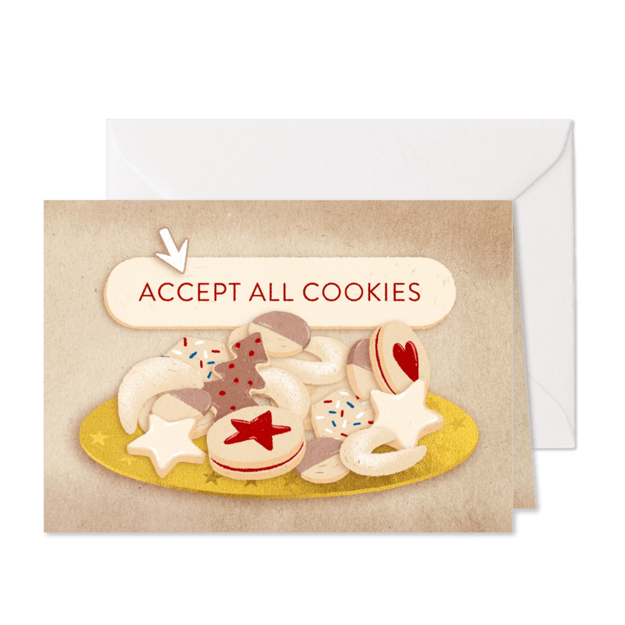 Kerstkaart 'Accept all cookies' - Kaartimpressie