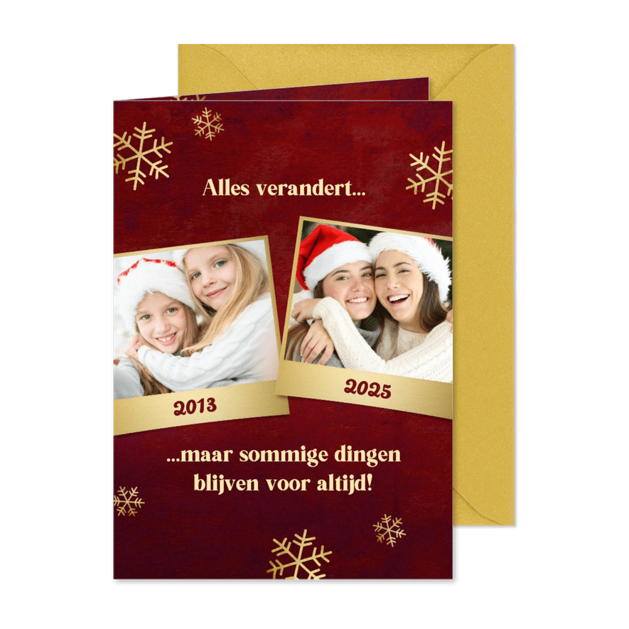 Kerstkaart 'Alles verandert' fotocollage - Kaartimpressie