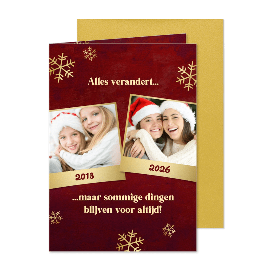 Kerstkaart 'Alles verandert' fotocollage - Kaartimpressie