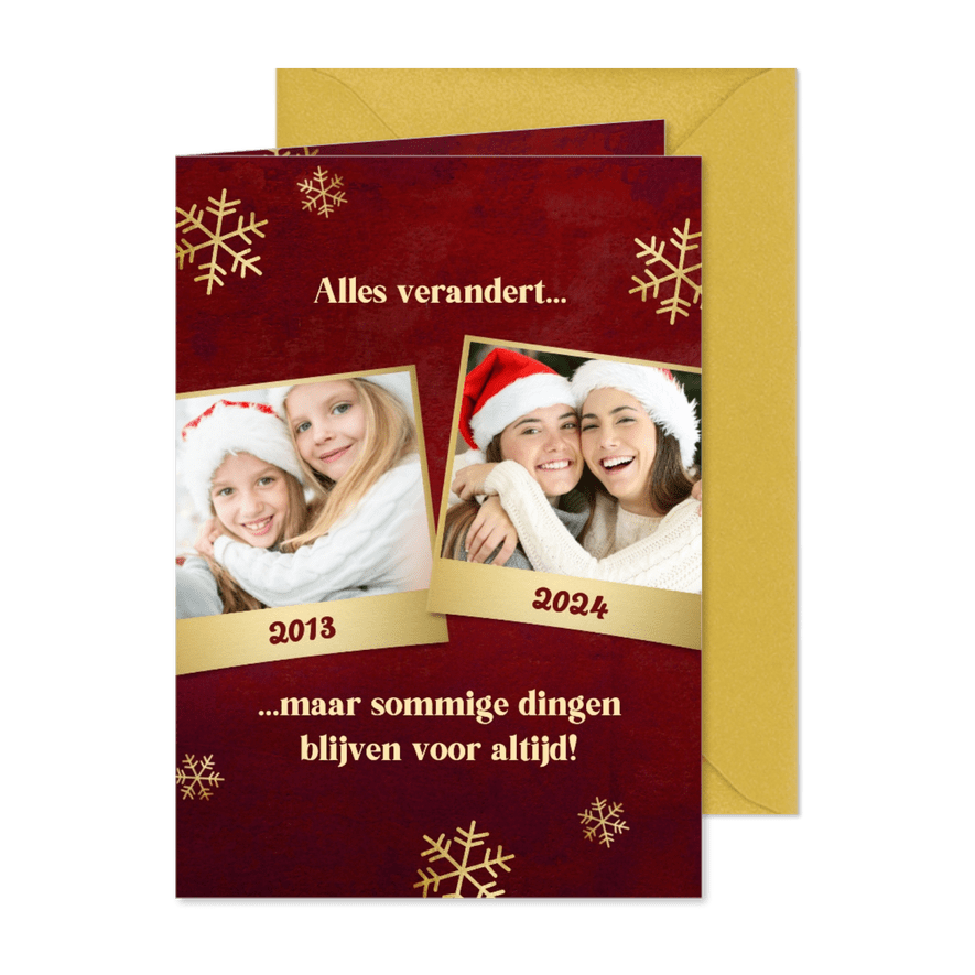 Kerstkaart 'Alles verandert' fotocollage - Kaartimpressie