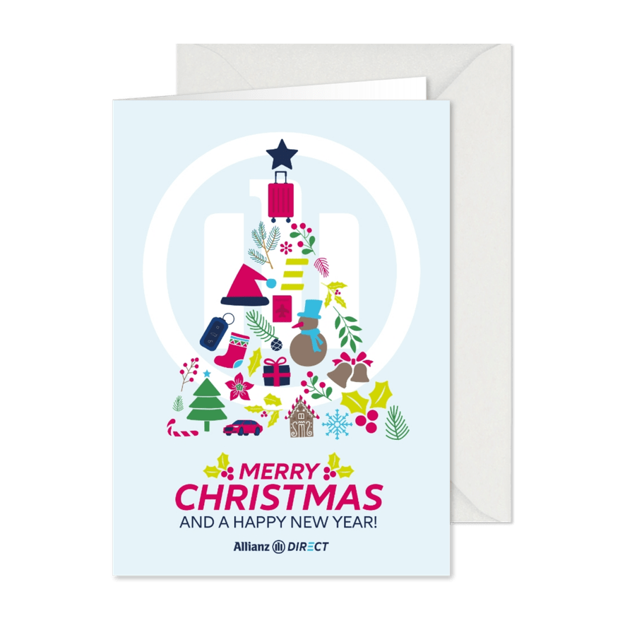 Kerstkaart Allianz Direct kerstboom - Kaartimpressie