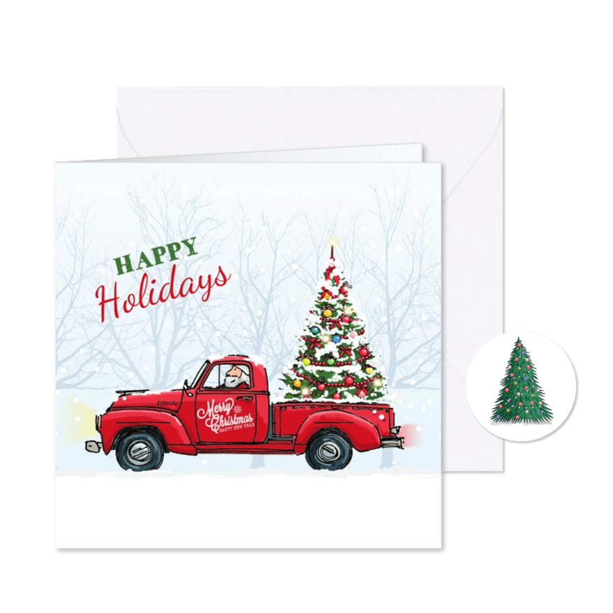 Kerstkaart Amerikaanse vrachtwagen - Kaartimpressie