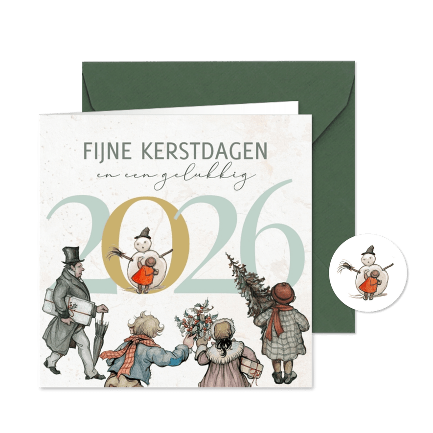 Kerstkaart Anton Pieck 2026 - Kaartimpressie