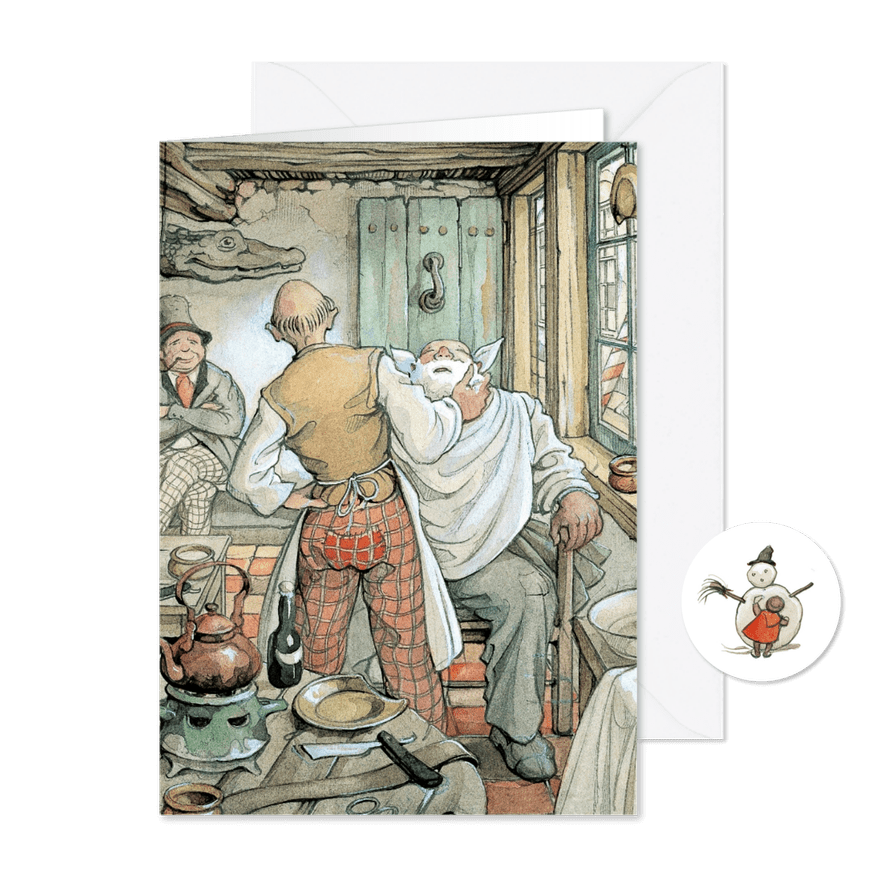 Kerstkaart Anton Pieck ambacht barbier - Kaartimpressie