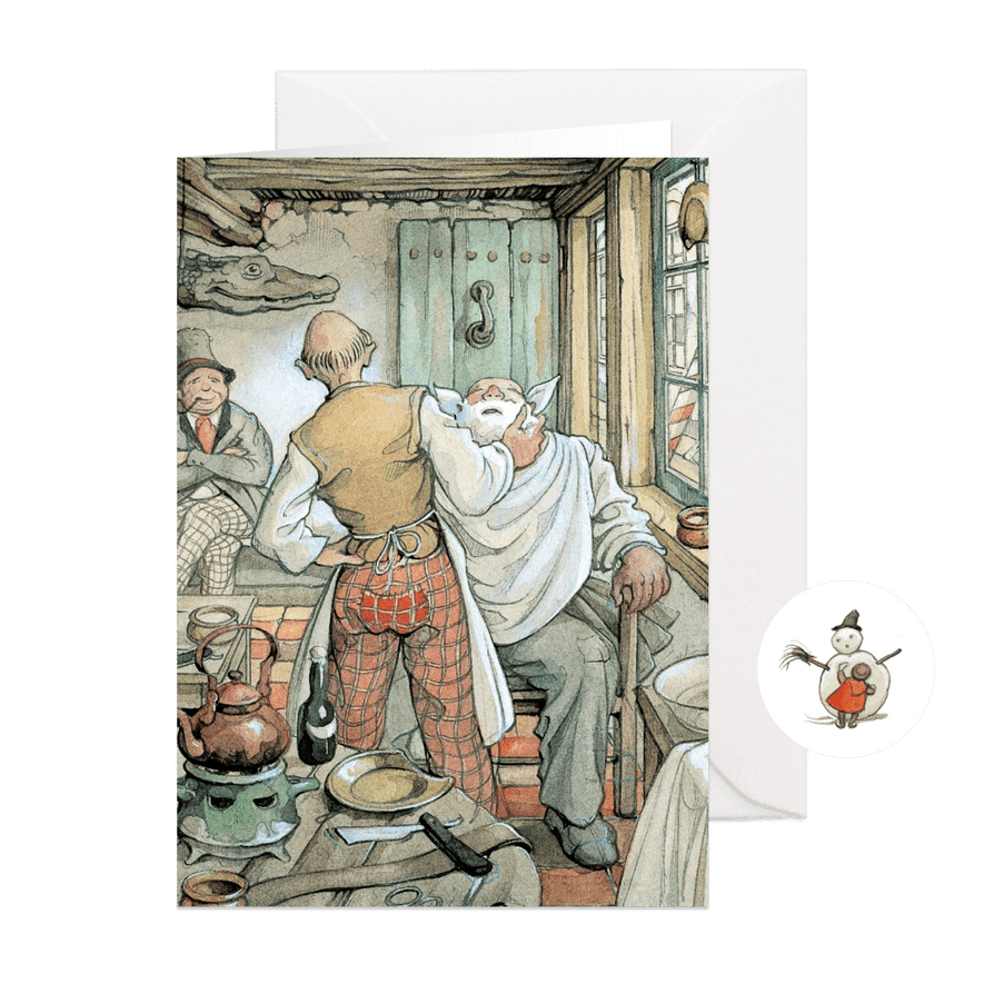 Kerstkaart Anton Pieck ambacht barbier - Kaartimpressie