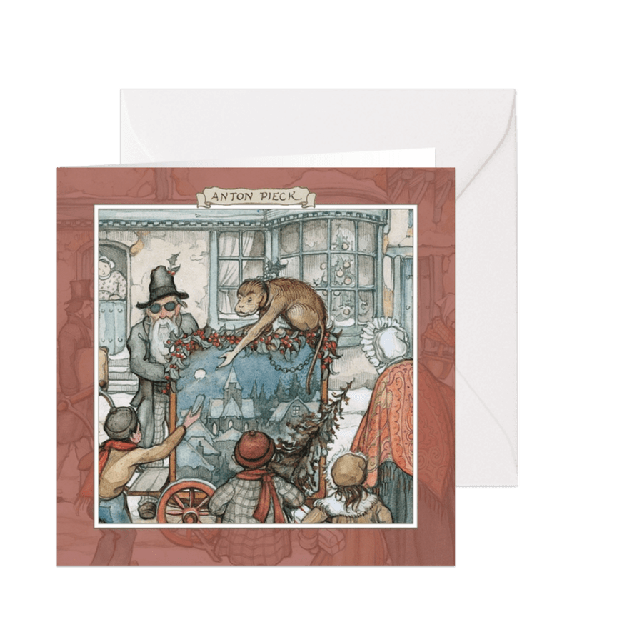 Kerstkaart - Anton Pieck illustratie draaiorgel in straat - Kaartimpressie