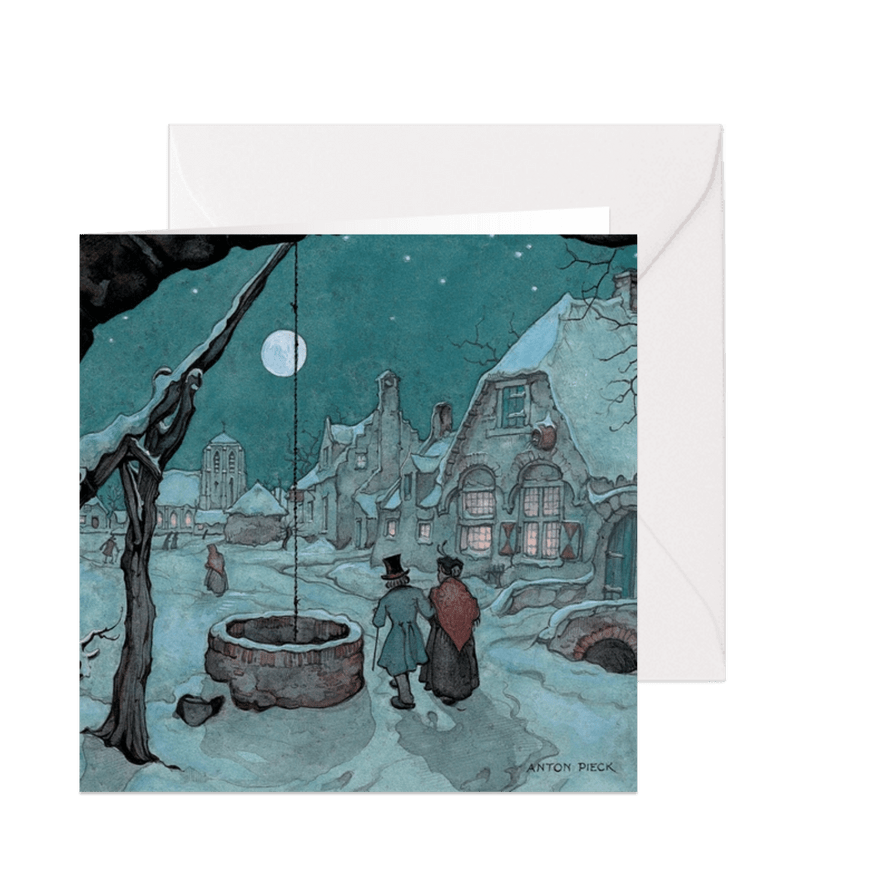 Kerstkaart - Anton Pieck winter tafereel in maanlicht - Kaartimpressie