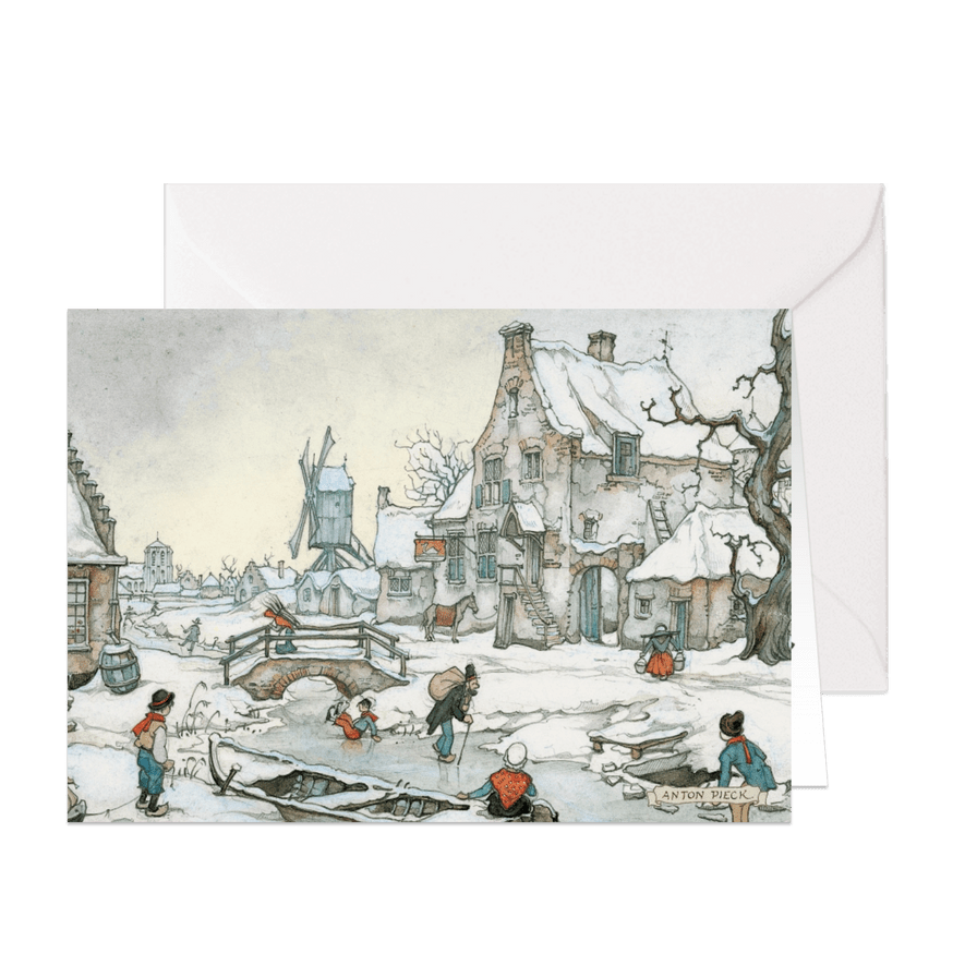 Kerstkaart - Anton Pieck winterlandschap - Kaartimpressie