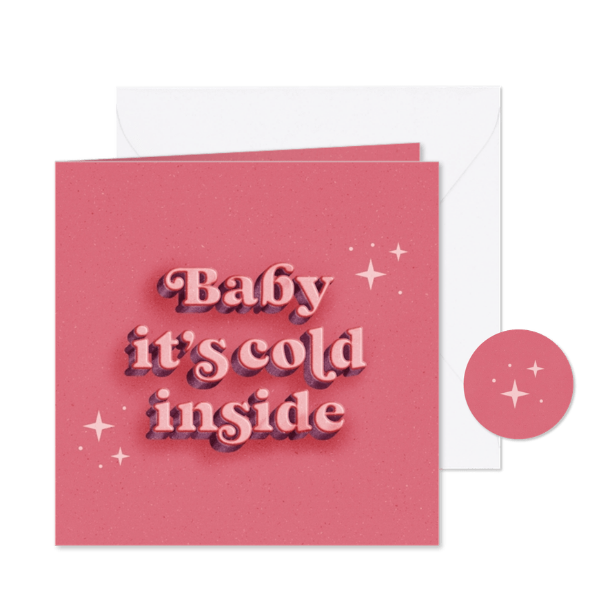 Kerstkaart baby it's cold inside vintage - Kaartimpressie