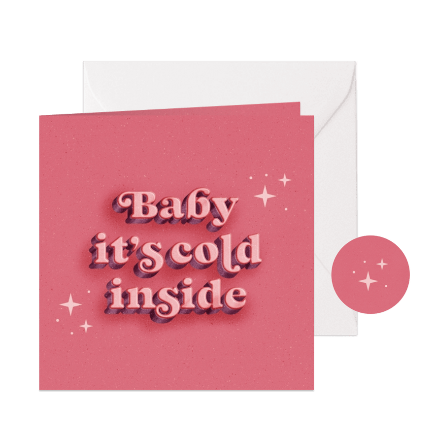 Kerstkaart baby it's cold inside vintage - Kaartimpressie