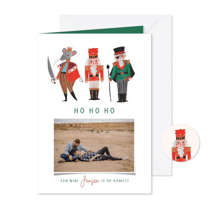 Kerstkaart baby opkomst notenkraker - Kaartimpressie