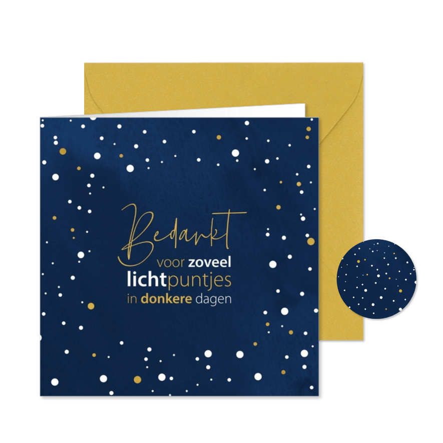 Kerstkaart Bedankt voor zoveel lichtpuntjes in donkere dagen - Kaartimpressie