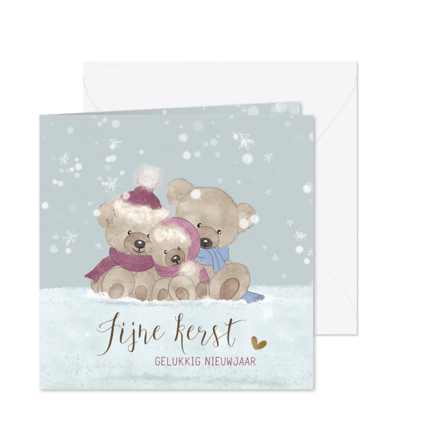Kerstkaart beren in de sneeuw-baby's 1ste kerst - Kaartimpressie